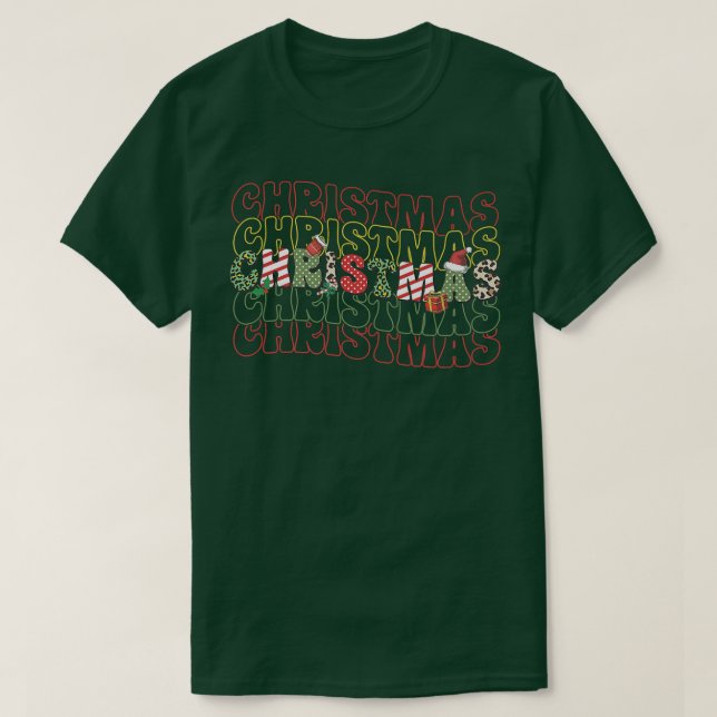 Camiseta Navidades retro Santa Merry Christmas Family Pajam (Diseño del anverso)