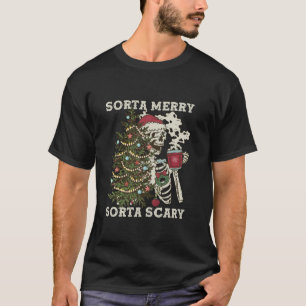 Camiseta Navidades Retro Sorta Merry Sorta Scary Skeleton H