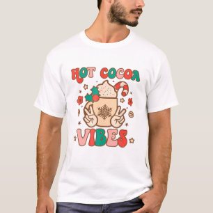 Camiseta Navidades Retro Víbes de Cacao Caliente Hippie Xma