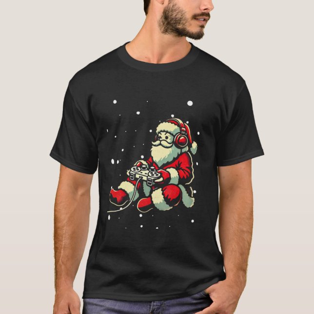 Camiseta Navidades Retro Video del controlador de videojueg (Anverso)