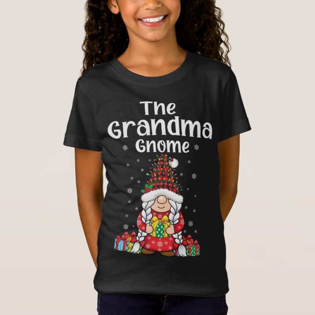 Camiseta Navidades revisan el patrón de plaid lindo abuela  (Anverso)