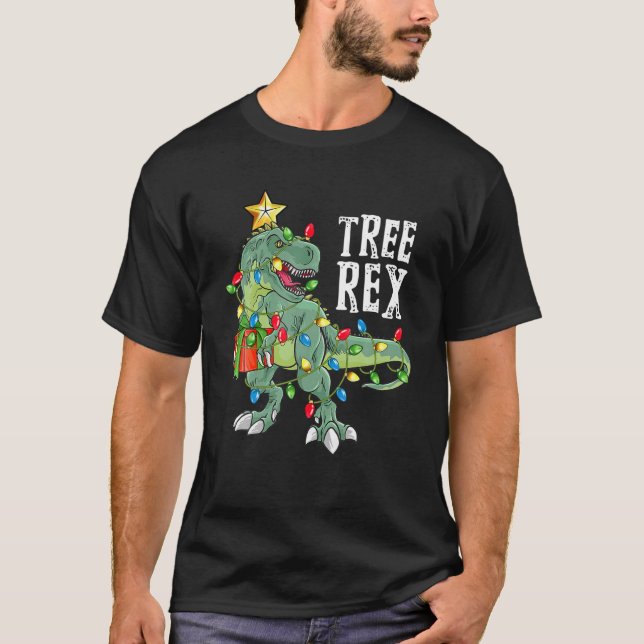 Camiseta Navidades Rex De Árbol Tee Dinosaur Xmas Regalo Pa (Anverso)