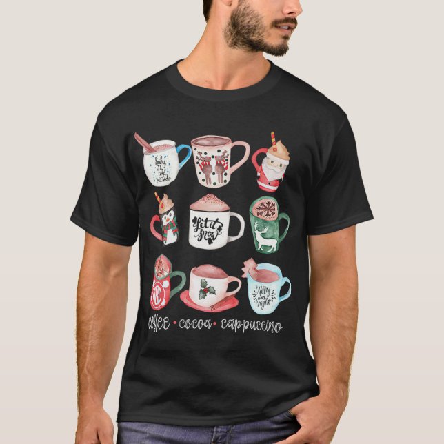 Camiseta Navidades ricas y graciosas tazas beben café de ca (Anverso)