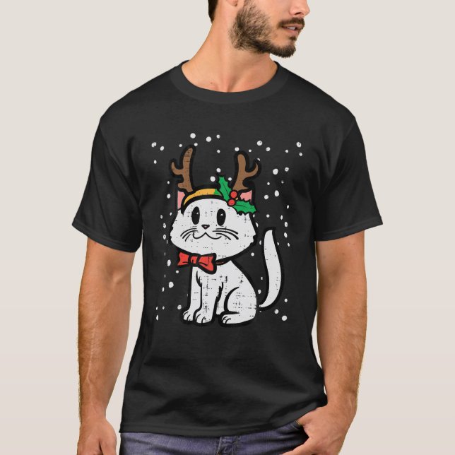 Camiseta Navidades Rina de Gato Blanco Corta De Fama De Nov (Anverso)