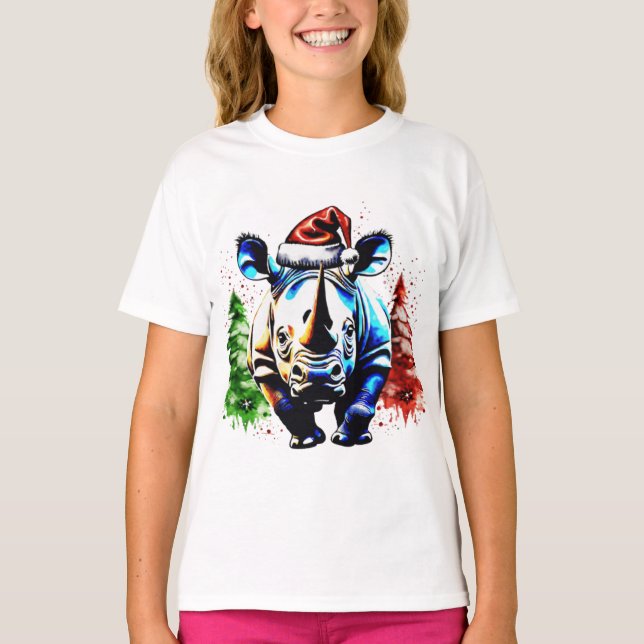 Camiseta Navidades rinocerontes lindos (Anverso)
