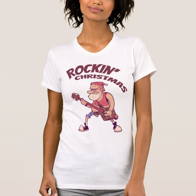 Camiseta Navidades Rockin, Santa meciendo con Invita de gui (Anverso)