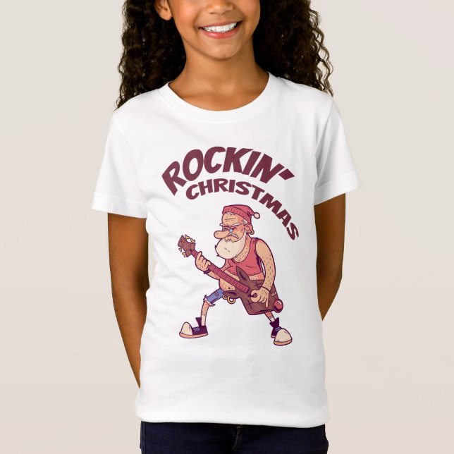 Camiseta Navidades Rockin, Santa meciendo con Invita de gui (Anverso)