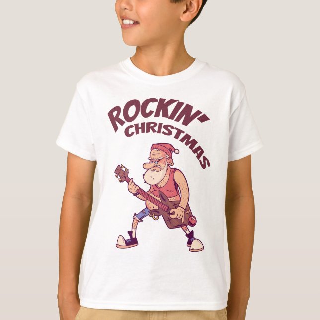 Camiseta Navidades Rockin, Santa meciendo con Invita de gui (Anverso)