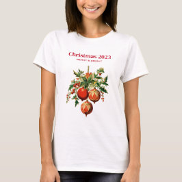 Camiseta Navidades rojos baubles con fiesta holly