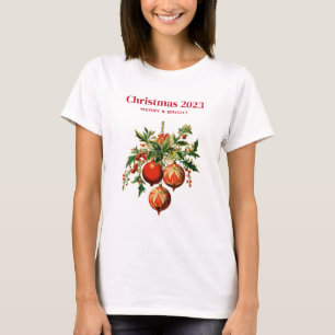 Camiseta Navidades rojos baubles con fiesta holly