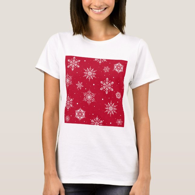 Camiseta Navidades rojos de copas de nieve (Anverso)