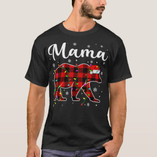 Camiseta Navidades rojos graciosos iluminan a Mama Bear Xma