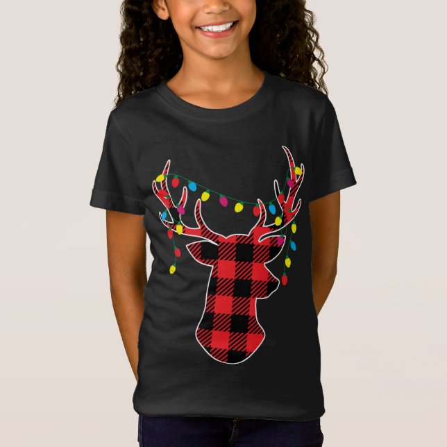 Camiseta Navidades rojos negros regalos búfalo de ciervo (Anverso)