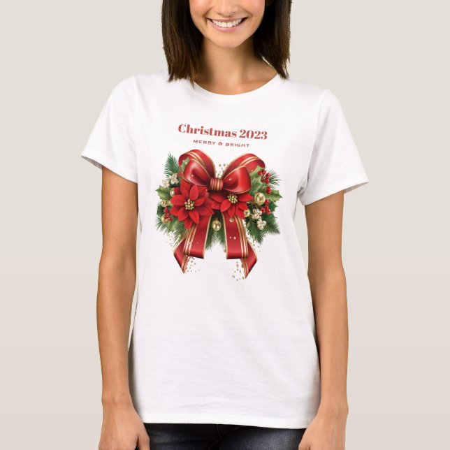 Camiseta Navidades rojos y de oro festivos se doblan (Anverso)