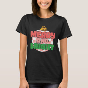 Camiseta Navidades rosa retro Feliz Navidad brillante B