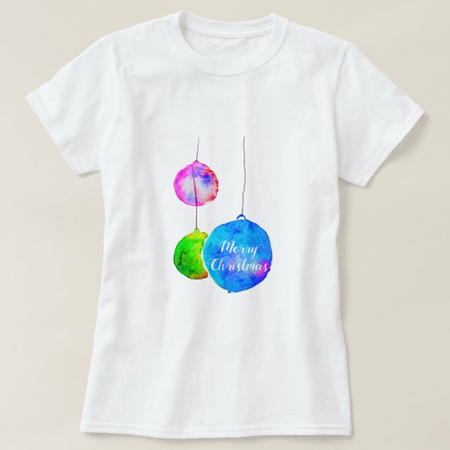 Camiseta Navidades rosa y azul vivos de arte moderno (Diseño del anverso)