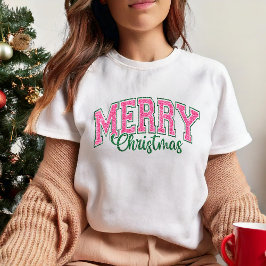 Camiseta Navidades rosados con estilo Purpurina Retro Texto