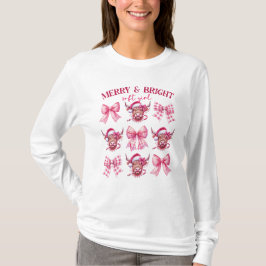 Camiseta Navidades rosados Coquette de arcos y vacas