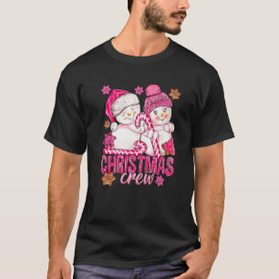 Camiseta Navidades Rosados Crean Snowman con Candy Cane Xma