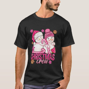 Camiseta Navidades Rosados Crean Snowman con Candy Cane Xma