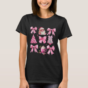 Camiseta Navidades rosados de época Coquette Bow Santa Cla