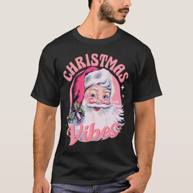 Camiseta Navidades rosados de época Vibes Funny Santa Rosa (Anverso)