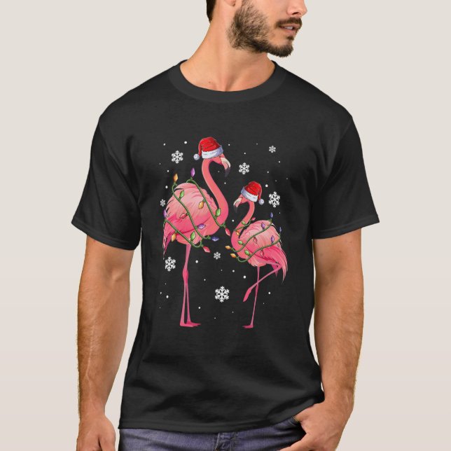 Camiseta Navidades rosados de Santa Flamingo, Chicas divert (Anverso)