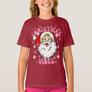 Camiseta Navidades rosados Retro Santa Vibes pajama