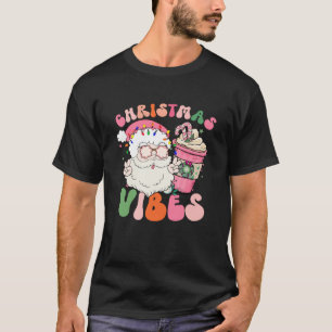 Camiseta Navidades rosados Vibes Funny Santa Face Coffee Ic