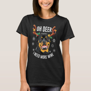 Camiseta Navidades Rottweiler Deer Antlers Para Mujeres