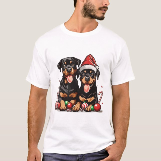 Camiseta Navidades Rottweiler Dog Santa (Anverso)