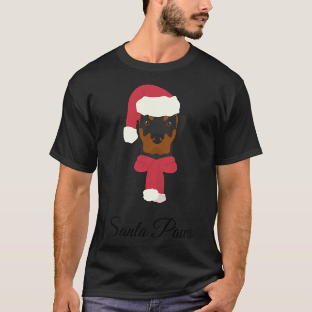Camiseta Navidades Rottweiler Perro Ilustracion Con Santa H (Anverso)