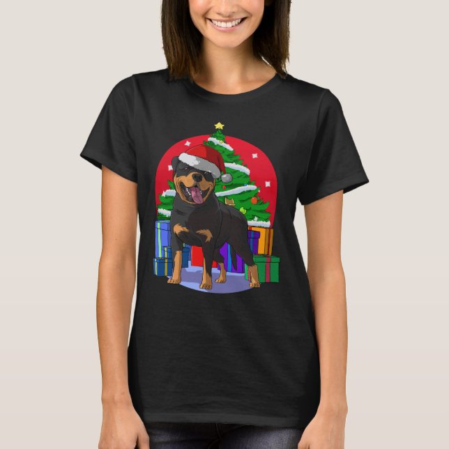 Camiseta Navidades Rottweiler Santa Hat (Anverso)