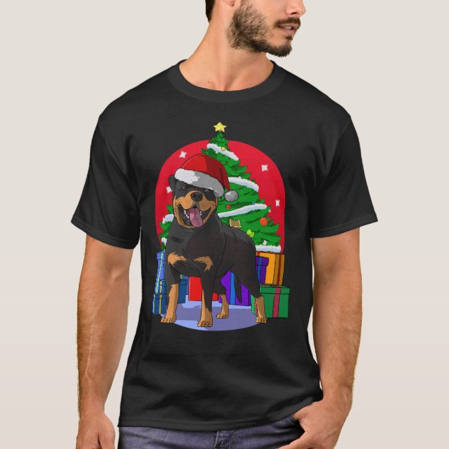 Camiseta Navidades Rottweiler Santa Hat (Anverso)