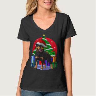 Camiseta Navidades Rottweiler Santa Hat