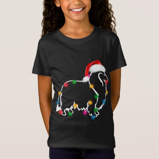 Camiseta Navidades Rough Collie XMAS enciende Santa Hat Fun (Anverso)