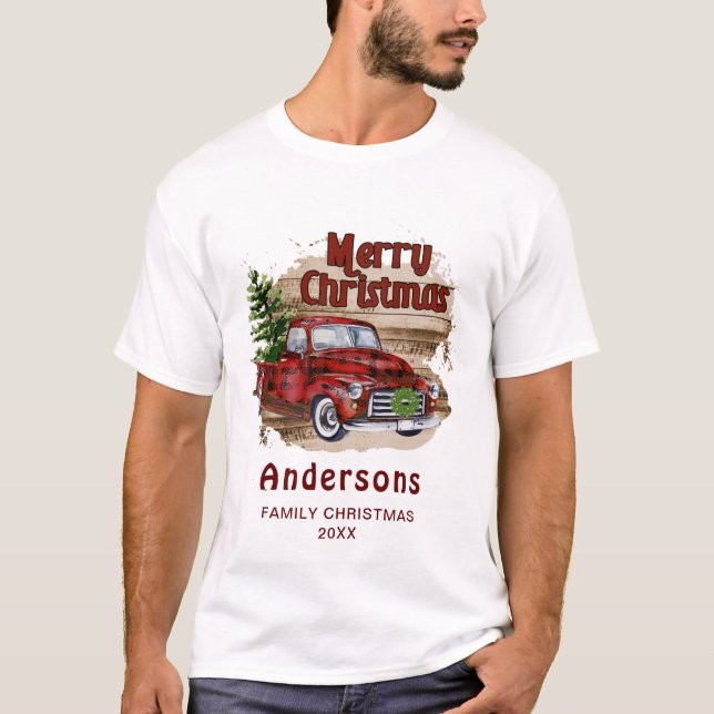 Camiseta Navidades rusos retro vacaciones en camión rojo bú (Anverso)