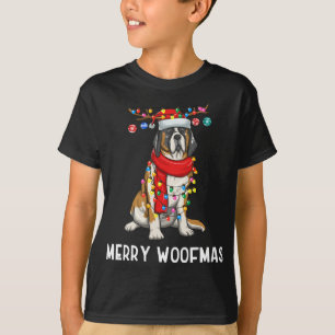 Camiseta Navidades Saint Bernard Dog Holiday Luces Merry W