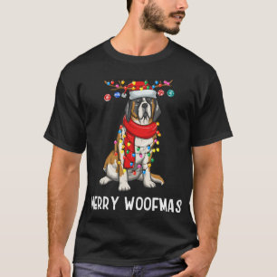 Camiseta Navidades Saint Bernard Dog Holiday Luces Merry W