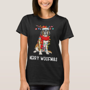 Camiseta Navidades Saint Bernard Dog Holiday Luces Merry W