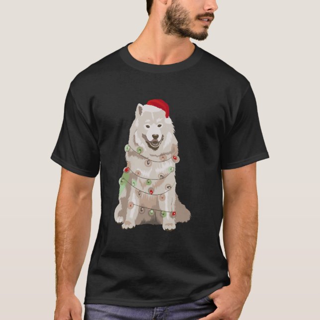 Camiseta Navidades samoyanos alumbran al perro de Navidad a (Anverso)