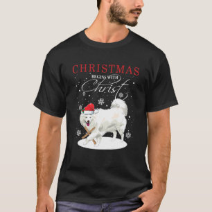 Camiseta Navidades Samoyed Comienza Con Cristo