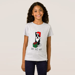 Camiseta Navidades Santa Boston Terrier (negro)