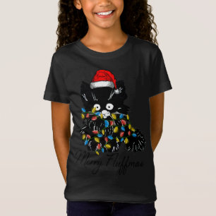Camiseta Navidades santa cat luces de hadas navidades invie