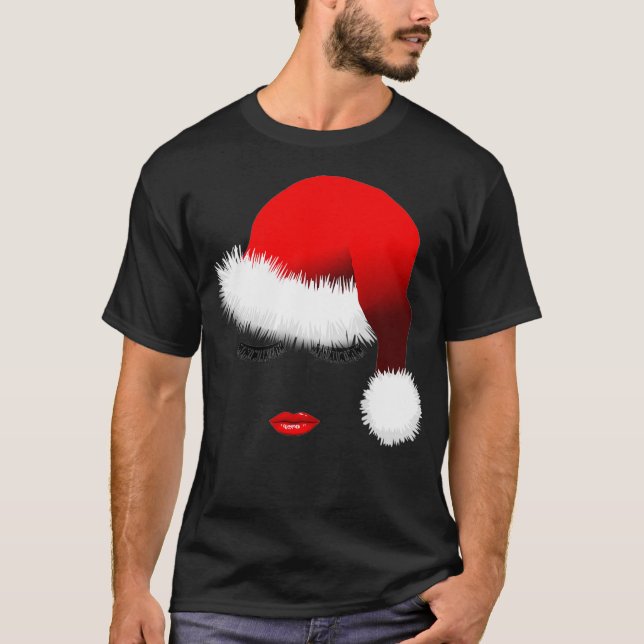 Camiseta Navidades Santa Chica Eyelash Lipita a Santa Hat  (Anverso)