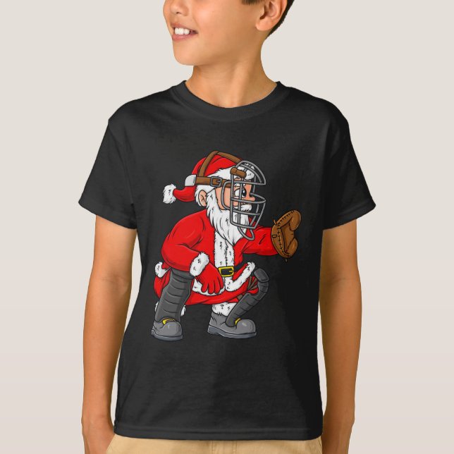 Camiseta Navidades Santa Claus Chicas de beisbol Catcher Bo (Anverso)
