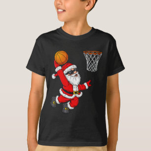 Camiseta Navidades Santa Claus Dunking A Bysketbyll Boys Ki