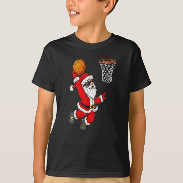Camiseta Navidades Santa Claus Dunking Baloncesto (Anverso)