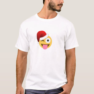 Camiseta navidades santa claus emoji guiñada por el ojo