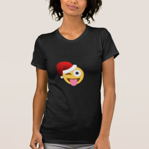 Camiseta navidades santa claus emoji guiñada por el ojo